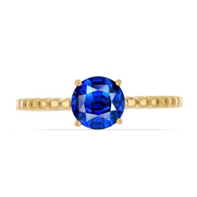 BUY 14K GOLD REAL BLUE SAPPHIRE GEMSTONE SINGLE STONE  RING